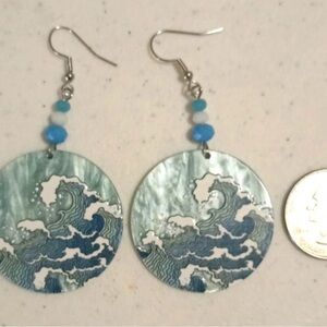 🇯🇵🌊NWOT Hypoallergenic stainless steel Japanese Inspired Ocean Wave Earrings